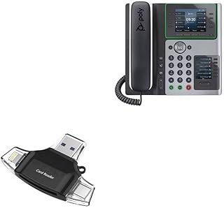 BoxWave Smart Gadget Compatible with Poly Edge E450 - AllReader SD Card Reader, microSD Card Reader SD Compact USB - Jet Black