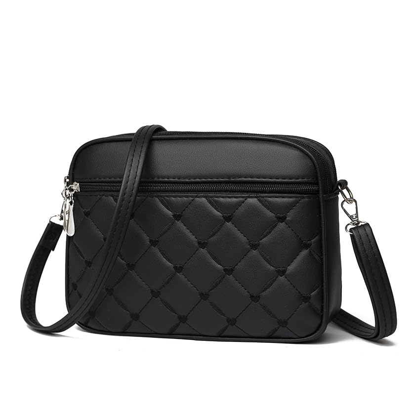 Small Quilted Crossbody for Women purse,vegan leather Multi-layer Shoulder Handbag with Adjustable strap