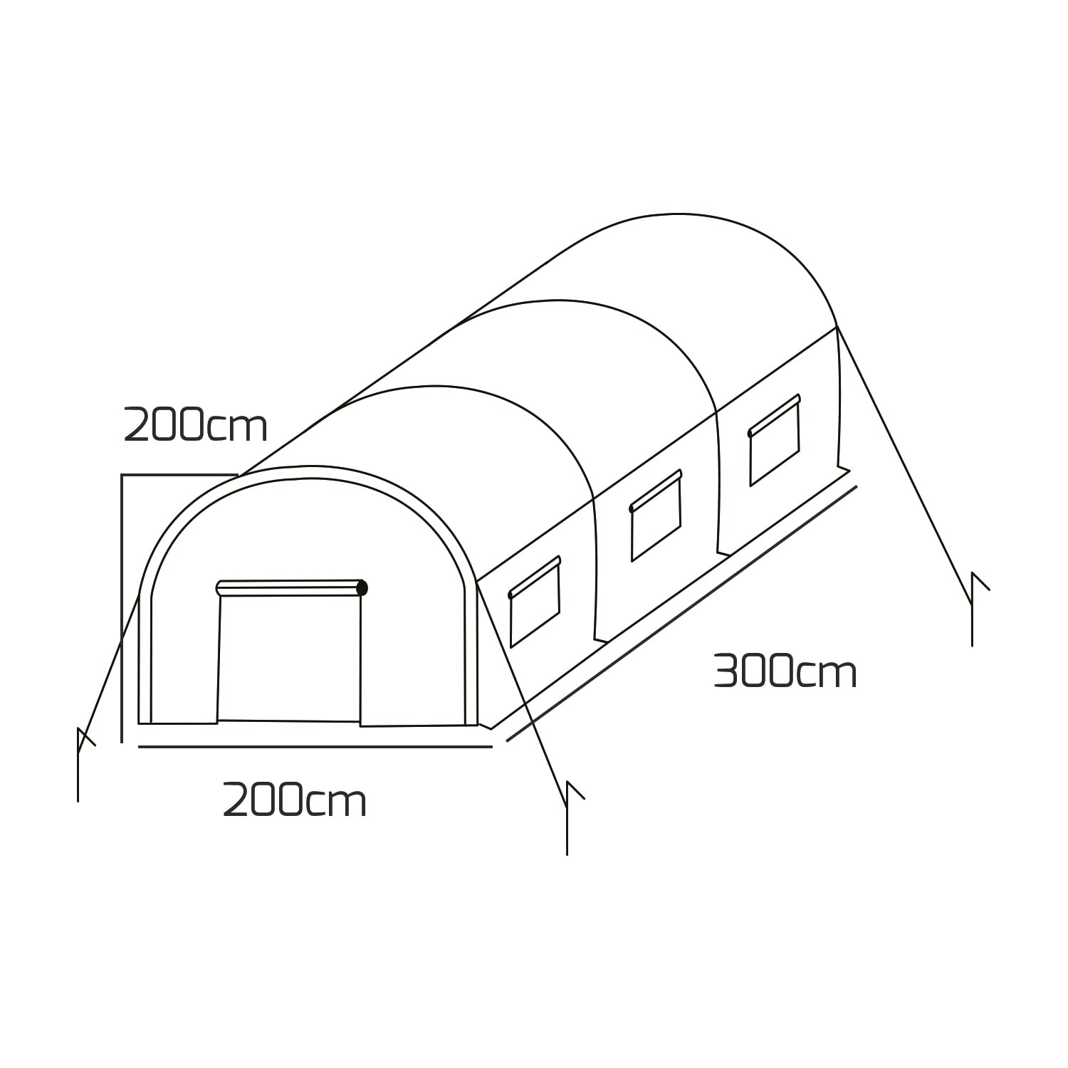Invernadero de cultivo de 2 x 3 m con estructura de túnel de acero galvanizado y cubierta de polietileno retinado Greenhouse de 6 m² 200 x 300 x 190 cm