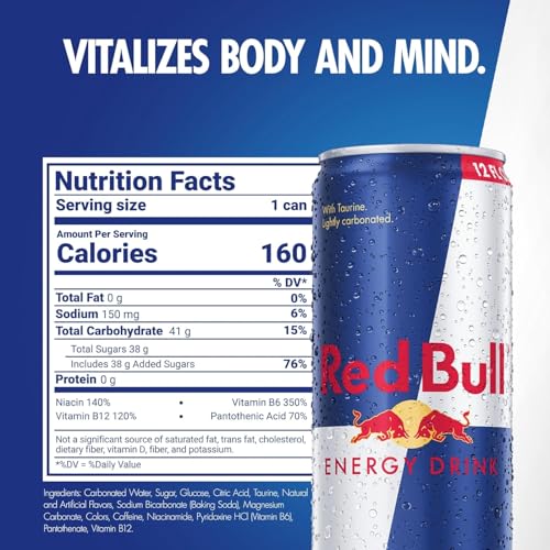 Image of Red Bull Energy Drink, 114mg Caffeine | Taurine & B Vitamins | 12 Fl Oz | Pack of 8 Cans