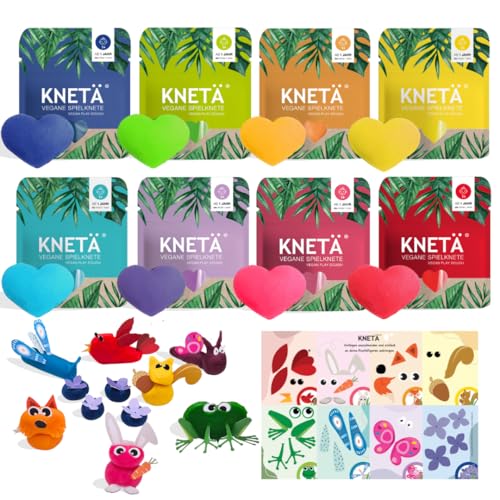 KNETÄ Knete ab 1 Jahr I Party Set I 8X vegane Kinderknete inkl. 1 Bastelkarte Tiermotive I Playdough I Kindergeburtstag