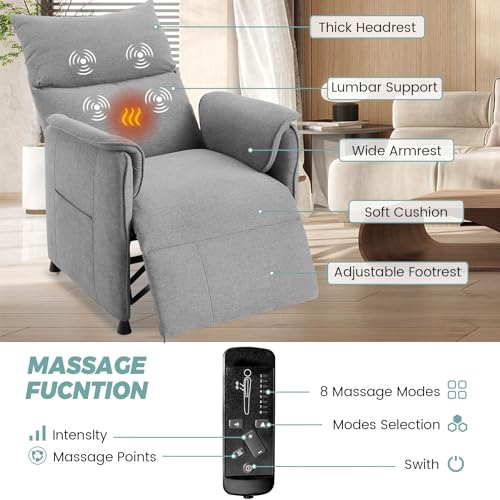 Sillón reclinable con masajes y calefacción Gris miniatura 4