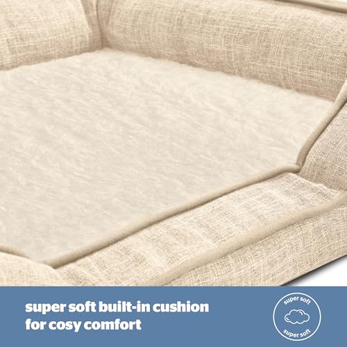 Silentnight Orthopaedic Dog Bed - Cosy Comfortable Pet Bed with Ergonomic Foam Body & Head Support - Super Soft & Sturdy Woven Removable Washable Cover, Non-Slip Base, Small 49x65cm, Natural - Image 6