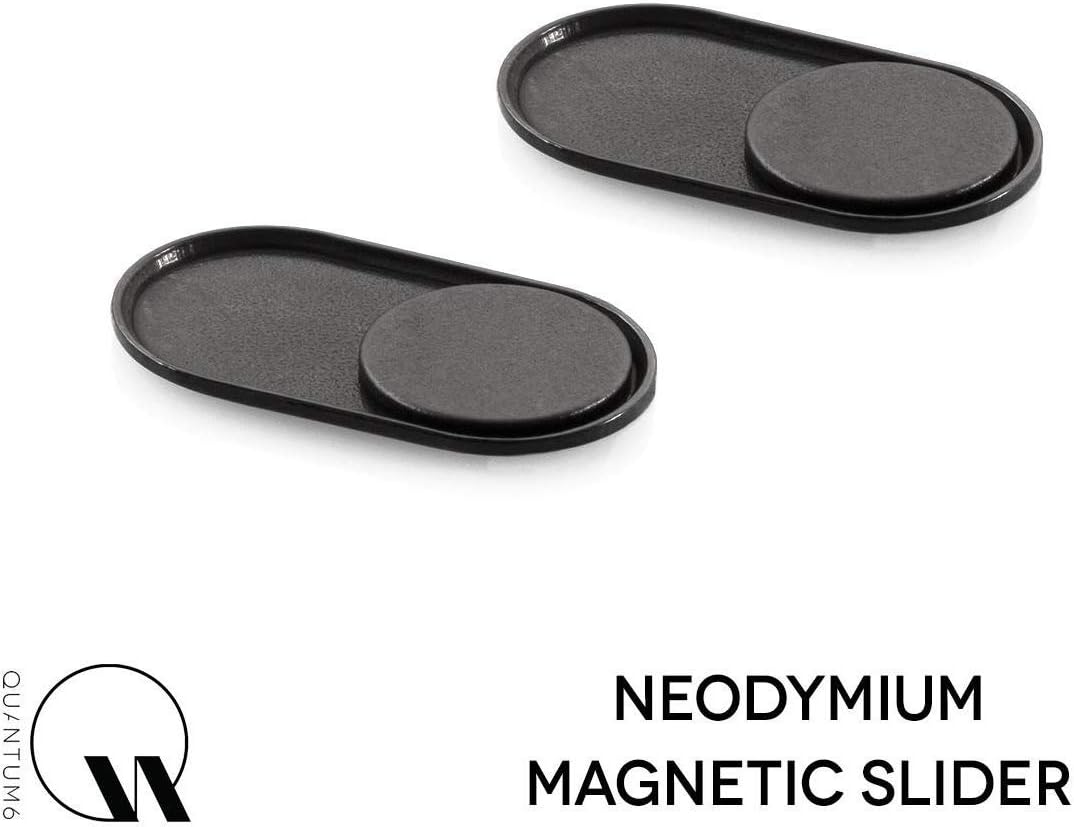 Quantum Eye - Magnetic (Black) - Newest Ultra Thin Magnetic Slider Metal Webcam Cover for iPhone Android Laptops Macbooks Tablets Smartphones -for Privacy and Protects Against Camera Hacks (2-Pack)