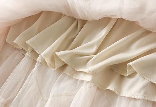 CNSTORE Saia feminina de tule longa plissada em camadas, saia tutu em camadas, cintura alta, saia ma