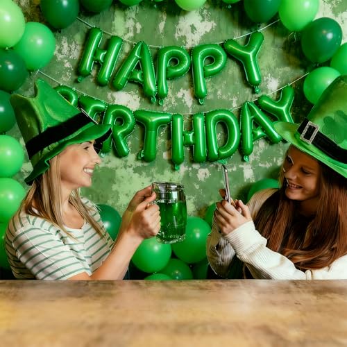 Image of Happy Birthday Balloon Banner Set -16 Inch Foil Letters Balloons, Reusable Birthday Decorations and Party Supplies, Suitable for Men and Women's Birthday Decorations (Green)