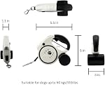360° Tangle-Free Retractable Dog Leash with Built-in Poop Bag Holder and LED Light for Dogs up to 50 kg/110 lb| 5m/16ft Strong Reflective Nylon Rope| One-Handed Control (Black & White)