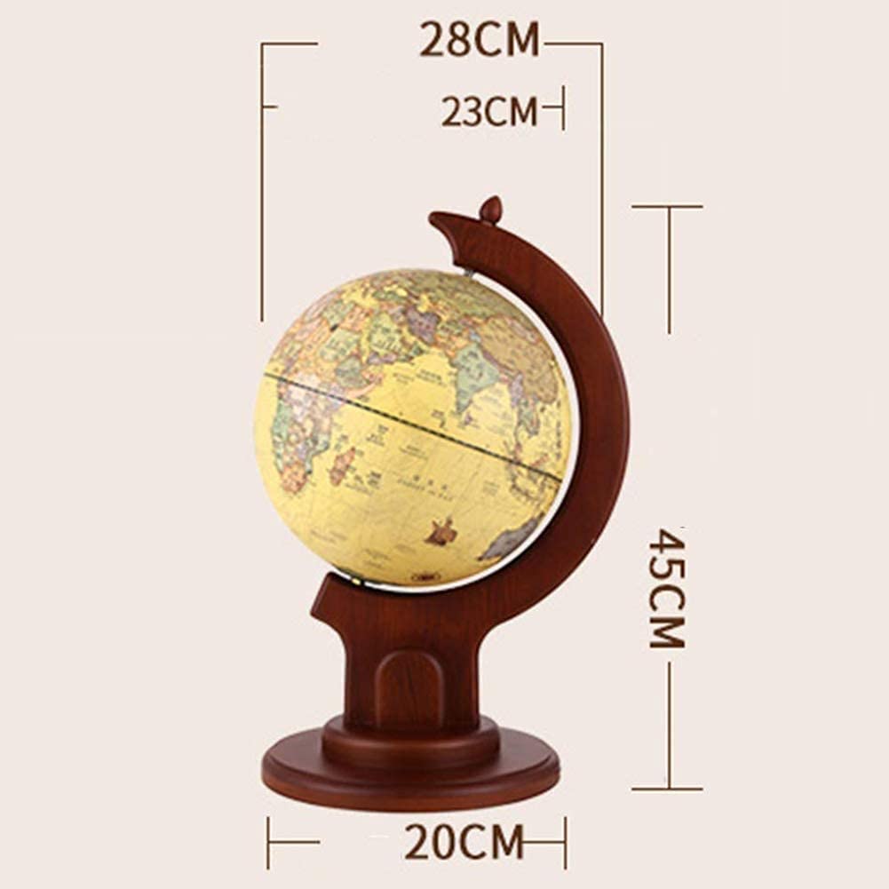 Globes du monde en bois massif rétro, ornement de carte, taille moyenne, HD, bureau, salon, salle d'étude, modèle 9 pouces