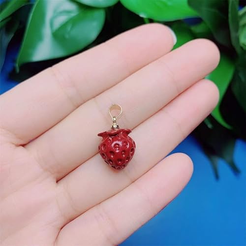 HXSCOO Pendentif fraise cinabre, accessoires bricolage collier de transfert de fruits, accessoires année du zodiaque, pendentif violet or sable – vue 3