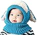 Tusong Unisex Baby toddle Kids Winter Hat Scarf Earflap Hood Scarves Skull Caps (Blue)