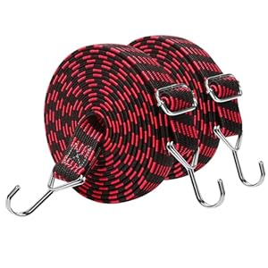 Bitowo Bungee-Gurte mit Haken Rot Schwarz 2Stk.