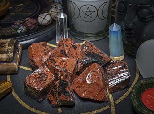 Crocon® 1LB Mahogany Obsidian Rough Bulk Natural Stone Raw Gemstone Tumbling Cabbing Polishing Gem Mining Chakra Balancing Reiki Healing Good Luck Home Office Decor — view 2