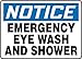Accuform MFSD803VP Plastic Safety Sign, Legend"Notice Emergency Eye WASH and Shower", 10" Length x 14" Width x 0.055" Thickness, Blue/Black on White