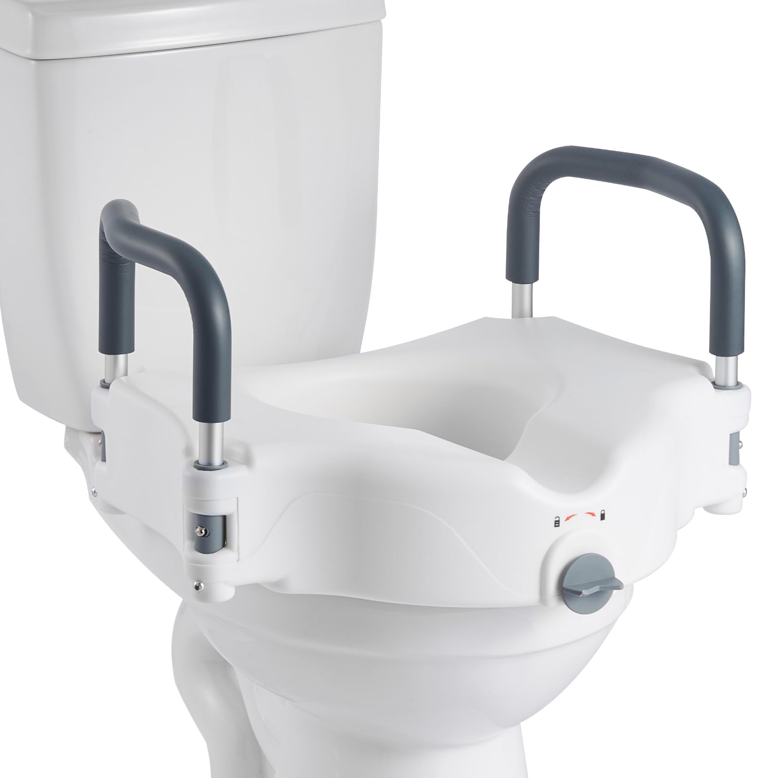 VEVOR Podwyższona deska sedesowa z wyściełanymi podłokietnikami, nośność 136 kg i wysokość podnoszenia 127 mm, uniwersalna podniesiona deska sedesowa dla osób starszych, niepełnosprawnych, kobiet w