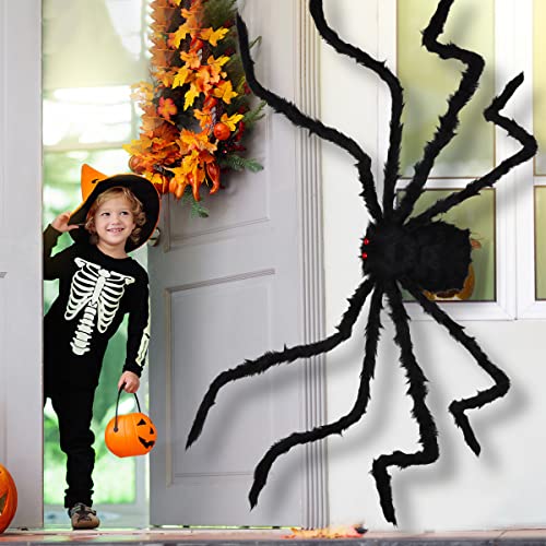 Aiduy 79 Inch Outdoor Halloween Decorations Scary Giant Spider Fake Large Spider Hairy Spider Props For Halloween Yard Decorations Party Decor, Black #TOP2