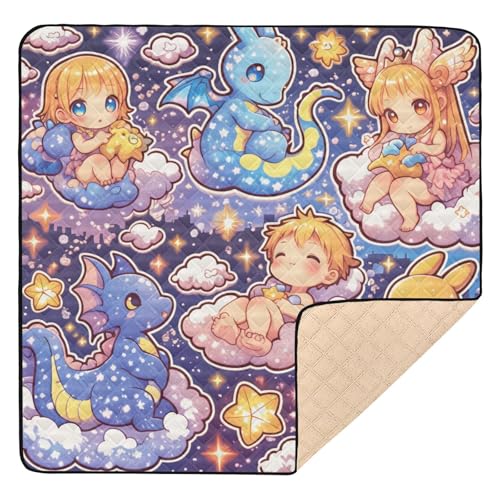 Kigai Cute Dragon Baby Play Mat for Floor and Playpen 50x50 inch Non-Slip Baby Activity Playmat Waterproof Foldable Crawling Mat for Infants Toddlers