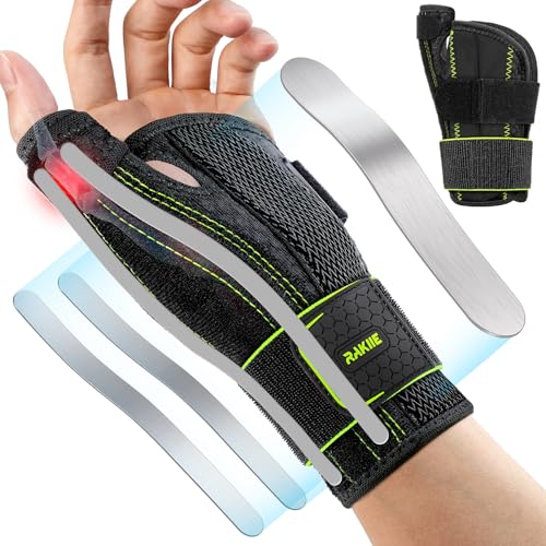 Image of Rakiie Thumb Brace Wrist Support Left Hand L /XL Yellow | Flexible night splint for carpal tunnel, arthritis pain relief, tendonitis, De Quervain's tenosynovitis