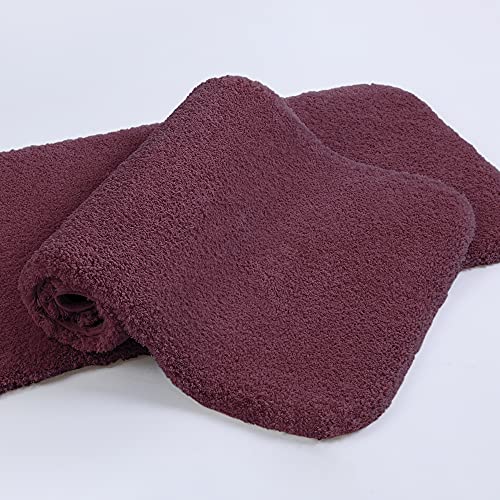 VANZAVANZU Bathroom Rugs Sets 2 Piece Bath Rugs for Bathroom Sets Non Slip Extra Soft Absorbent Bath Mat Sets Microfiber Shaggy Thick Bathroom Rugs Machine Washable (16"x24" Plus 16"x24", Burgundy)