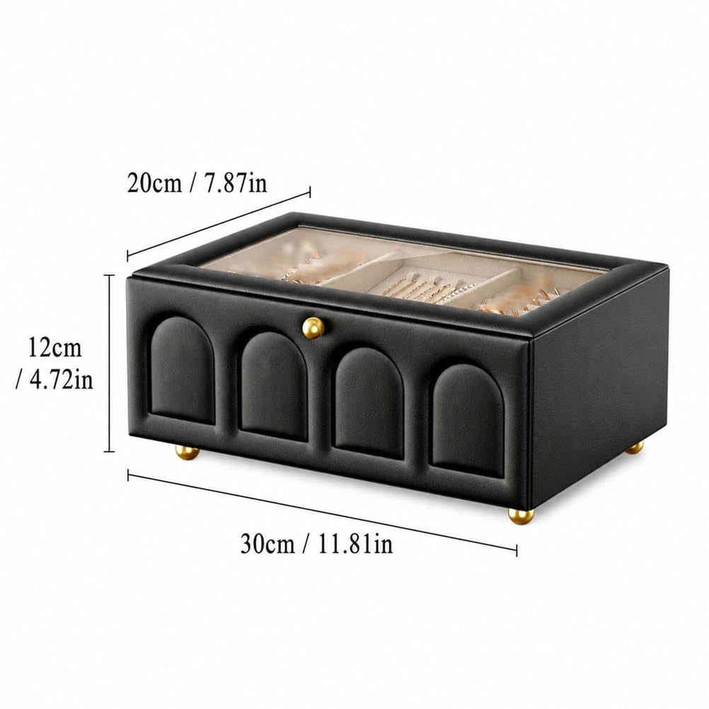 Organizador De Joyas De Lujo, Grande, De Cuero, con Dos Niveles. Exhibidor para Anillos, Collares, Pendientes Y Pulseras, Ideal para Mujeres Y Niñas. Incluye Separador Extraíble