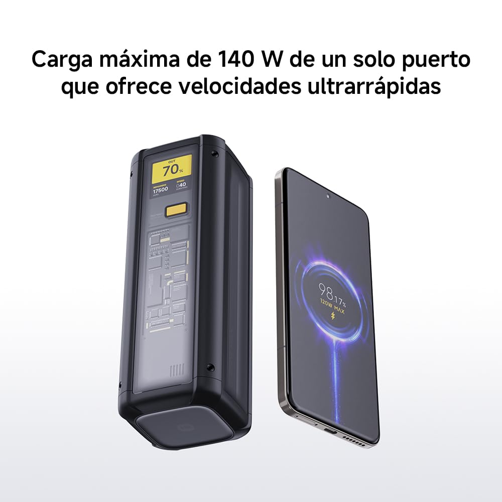 Xiaomi 212W HyperCharge Power Bank - Power Bank con Carga multipuerto de 212W máx, Capacidad de 25000mAh, Dos Puertos USB-C y un Puerto USB-A, Compatible con Varias Marcas de Smartphones y Tablets | 212 W de potencia total, 140 W PD 3.1 — MacBook Pro con