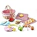 Veluoess Giocattolo da Cucina per Bambini,Giocattolo Alimentare in Legno con Cestino da Picnic e Tappetino e Accessori Frutta e Dessert,Set di Cibo per Giochi D'imitazione per Bambini 3+