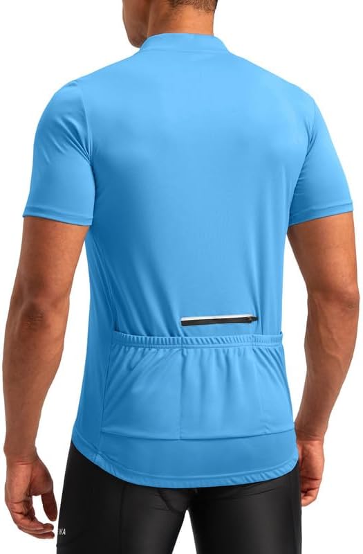 Bikewa Men's Cycling Jersey Moisture Wicking Short Sleeve UPF Half Zip Bike Road Riding Biking Shirts for Men Zipper Pockets