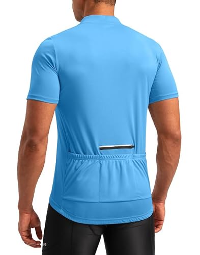 Biker Quick Dry Upf Spf Riding Sun Protection Racing Shirts For Men Zipper Pockets(sky Blue,l)