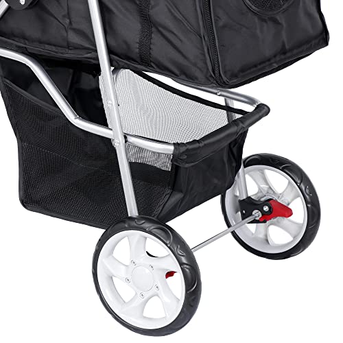 ZENY Foldable Pet Stroller, Cat/Dog Stroller with 3 Wheel, Pet Strolling Cart, Dog Travel Carrier with Storage Basket… - Image 8