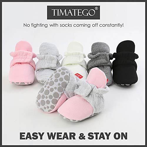 Timatego Newborn Baby Boys Girls Booties Stay On Socks Non Skid Soft Sole Infant Toddler Warm Winter House Slipper Crib Shoes 0-18 Months thumb #4