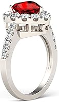 Vista 3 de Anillo de plata de ley 925 para mujer, anillo de rubí con corazón brillante, anillo de diamante completo, circonita cúbica, anillo de promesa