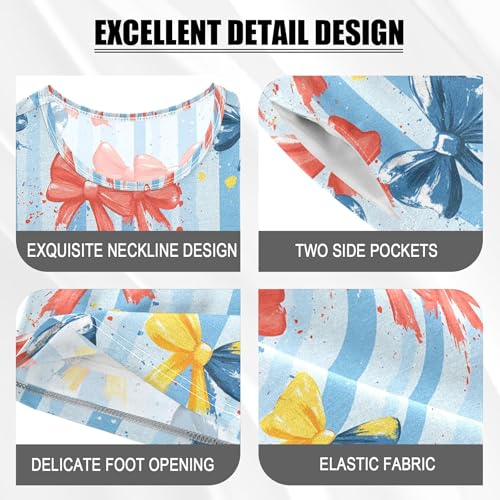 Colorful Bows Pajama Set Pajamas Sleepwear Nightwear Loungewear Clothes Set B04049054