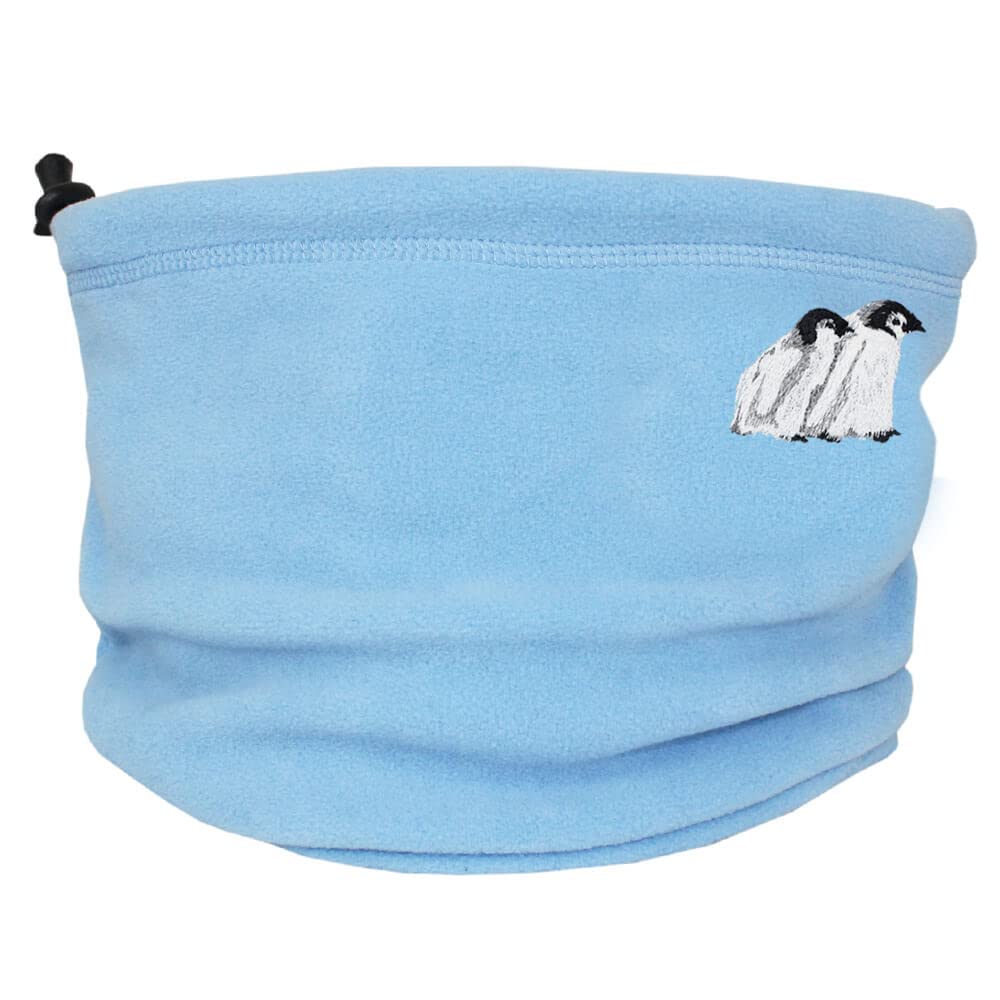 TeddyT's Embroidered Penguins Fleece Toggle Snood Neck Warmer (Pastel Blue)