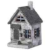 WSYJWEX Fairy House, tuinhuis van hars (5, 5 x 3, x 3, , cm), miniatuur, weerbestendig, grijs tuinbeeld voor tuindecoratie, buiten, cadeau