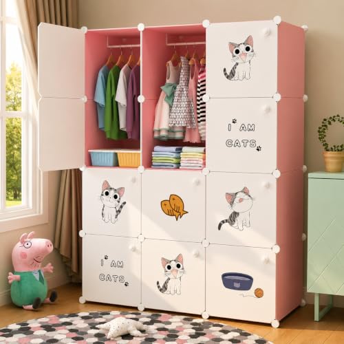 Image of 12 Door Plastic Wardrobe for Kids - Cupboard for Clothes Storage Rack, Almirah for Clothes, Baby Collapsible Wardrobe, Multi-Purpose Kids Storage Organizer for Books,Toy