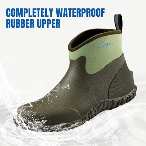 Image of Men's Waterproof 5.3-inch Ankle High Garden Shoes Rain Boots Slip-On Footwear for Gardening Farming Lawn Care Yard Work