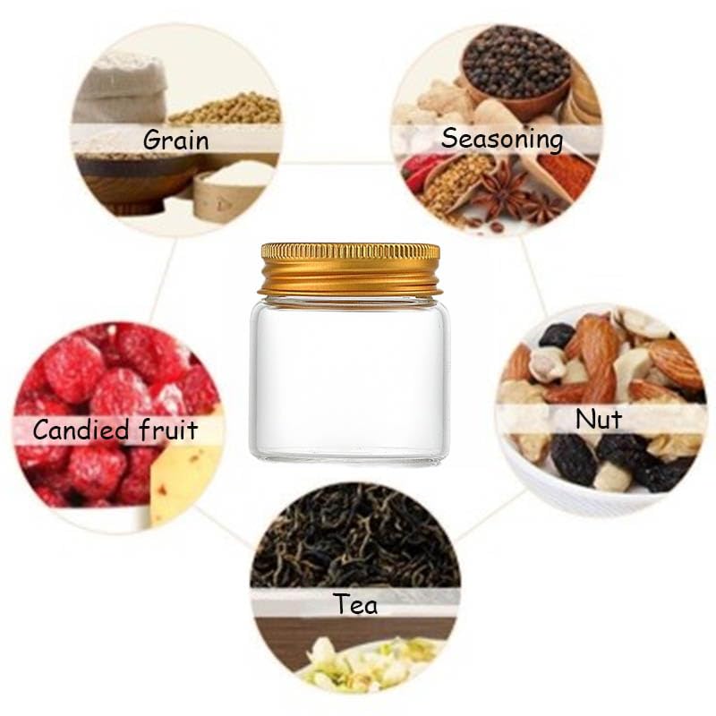 Marmeladengläser 20 Stück 50 ml kleine Gläser mit Aluminiumdeckel Marmeladendose Lebensmittel versiegelter Behälter Süßigkeitenverpackungsglas Haushaltsküchenflaschen Einmachgläser(Silver-lid)