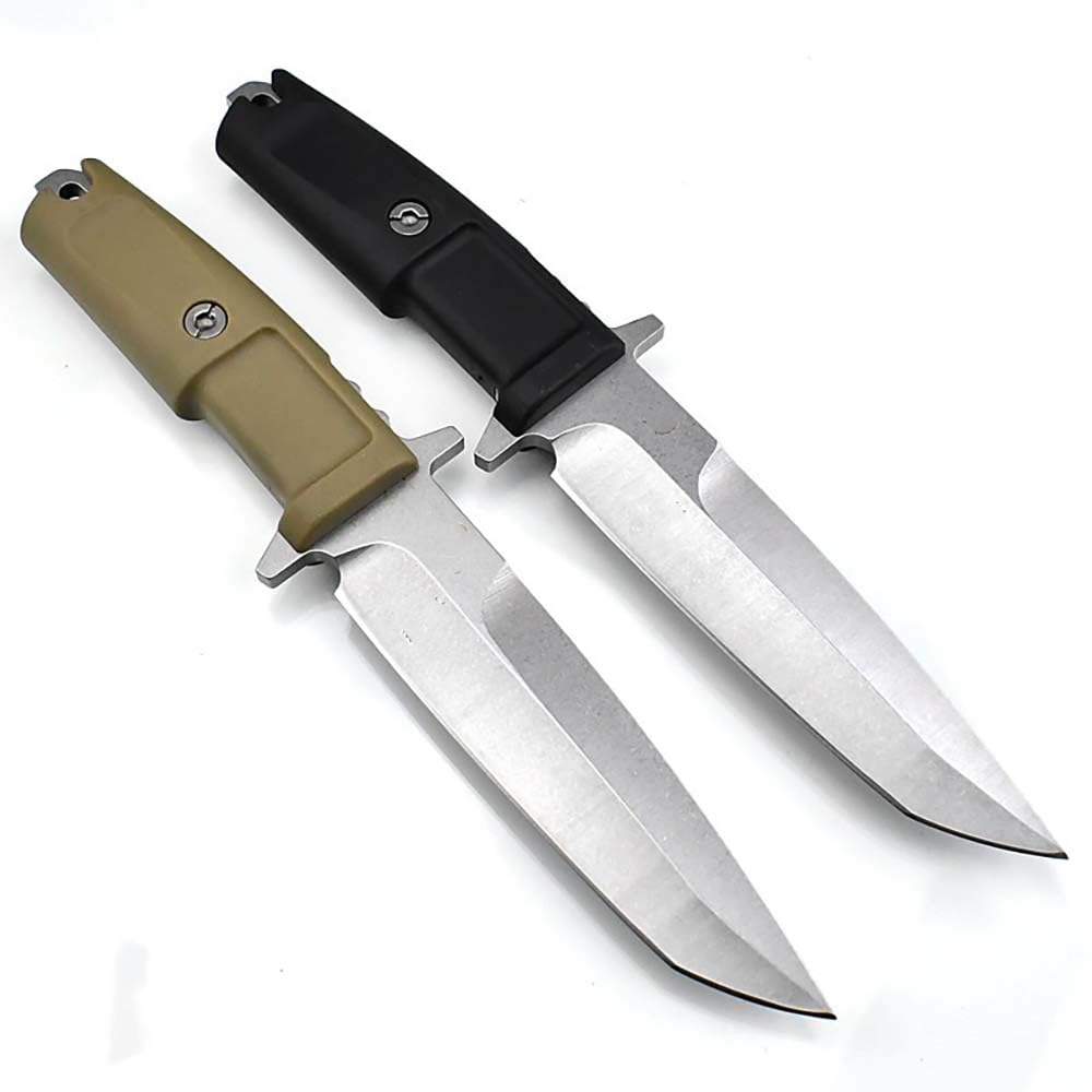 Festes Gegen Full Tang messer Edc Outdoor Jagdmesser Feststehende klingen, gegen Einhandmesser, gerade scharfes stahl messer schwarzes ABS griff, survival fixed neck knife, Gürtelmesser mit Scheide