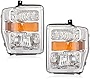 ECCPP Headlight Assembly Pair For Ford Super Duty For F-250/For F-350/For F-450 2008-2010,For F-550 Super Duty 2008-2010 Chrome Housing Amber Reflector Clear Lens Driver and Passenger Side