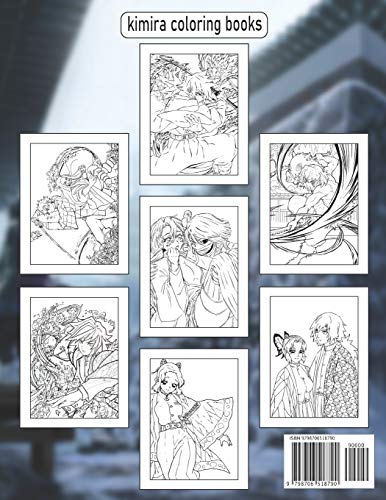 Demon Slayer Coloring Book: 50 High Quality Illustrations, Kimetsu no Yaiba Adult Coloring Book, Gif
