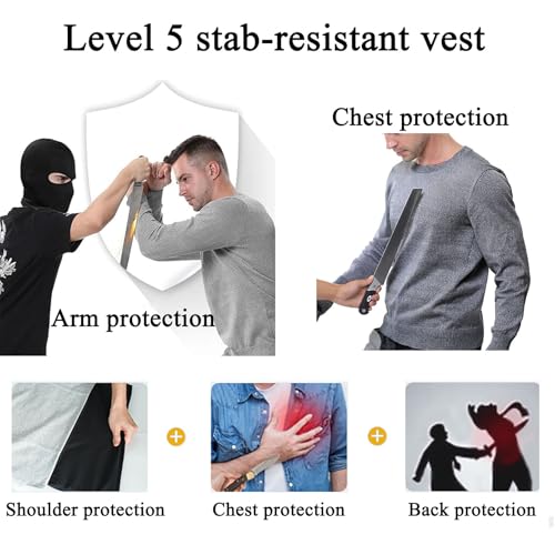 Pounjsd chaleco anticorte,Camiseta protectora de nivel 5, chaleco anticortes vigilante de seguridad, ropa Anti cuchilla camisetas tácticas, chaleco tactico Oculto, Ropa De Trabajo De Seguridad