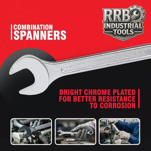 Image of RRB Combination Wrench Spanner Set, Wrench Set, Professional Corrosion Resistant Chrome Vanadium Steel Spanner, Tools for Car & Bike Repair Open End & Ring Spanner Set of 8 Piece 18mm - 32mm