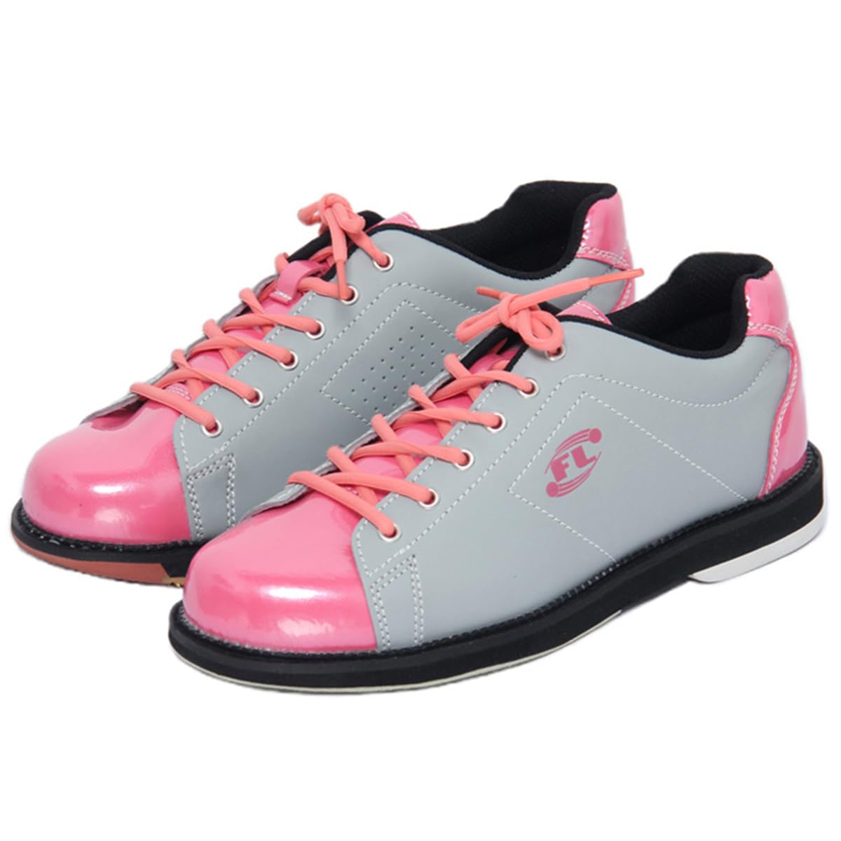 Damen Bowlingschuhe Leder Leicht Atmungsaktiver Bowlingschuhe Schnürung Bequeme Verschleißfeste Dämpfung
