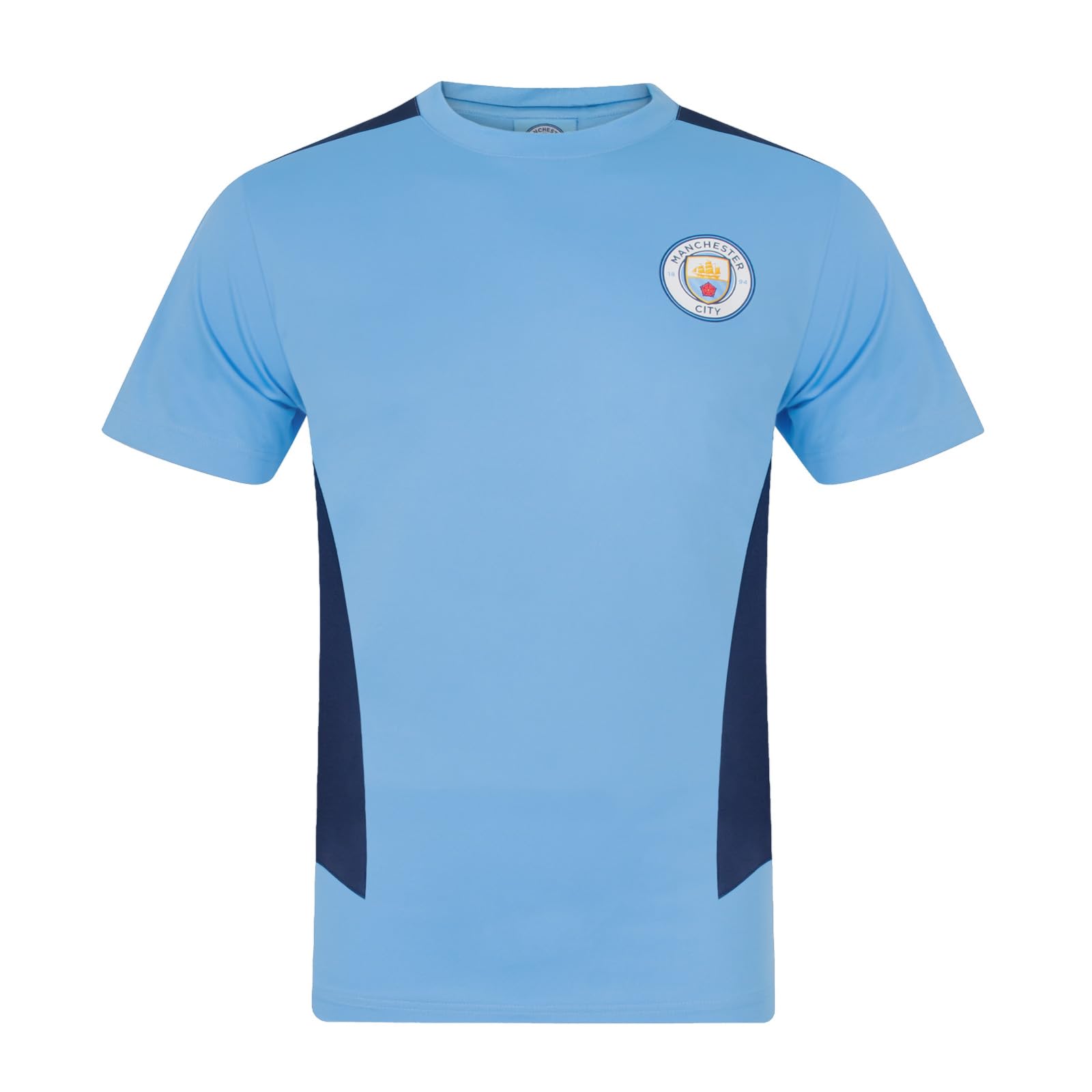 MANCHESTER CITY Official Football Gift Boys Poly T-Shirt Sky Blue 12-13 Yrs