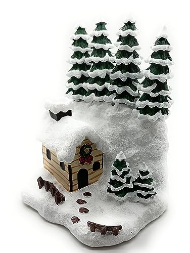 MrNoel's Holly Mountain Lodge Set of 4 Hand Painted Resin Handle Tree Spreaders with Stainless Steel Blade Cheese Spreader, Butter Spreader knives, with 1-Piece Cabin Base