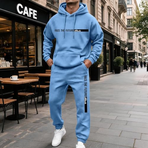 Mens Sweat Suits 2 Piece Set Fleece Hoodie Match Sweatpants Activewear - image 4