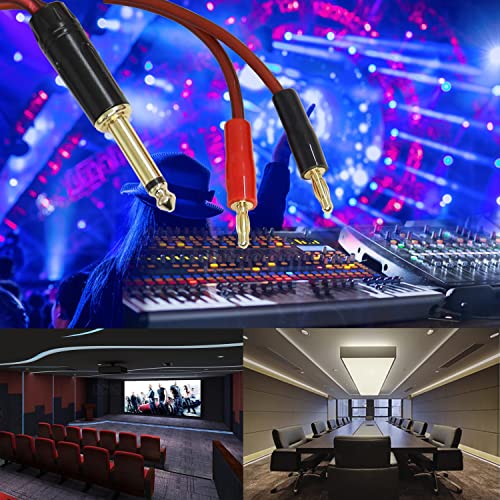 1/4 Ts To Banana Plug,6.35Mm Ts Phono To Banana Plug Speaker Audio Cable,Gold-Plated 1/4 Ts Male To Dual Banana Plugs Ofc Hifi Speaker Wire For Dj Application, Mixer, Headphone Jack-16.5Ft (5M) #TOP5