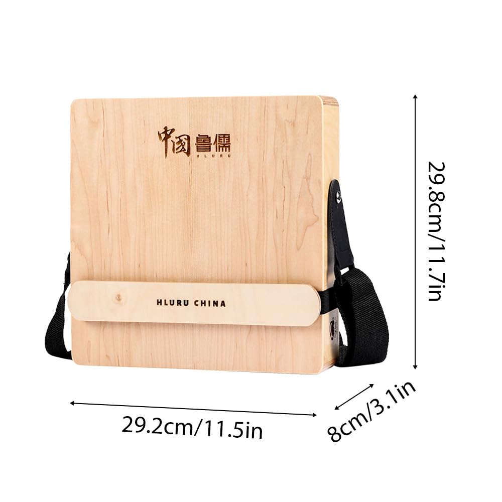 HUIOP Cajón Tambor de Madera 3 en 1 Instrumento de Percusión de Tambor de Mano Plano con Correa Ajustable Tambor de Caja portátil para Principiantes Viajes Fiesta Tambores de Mano