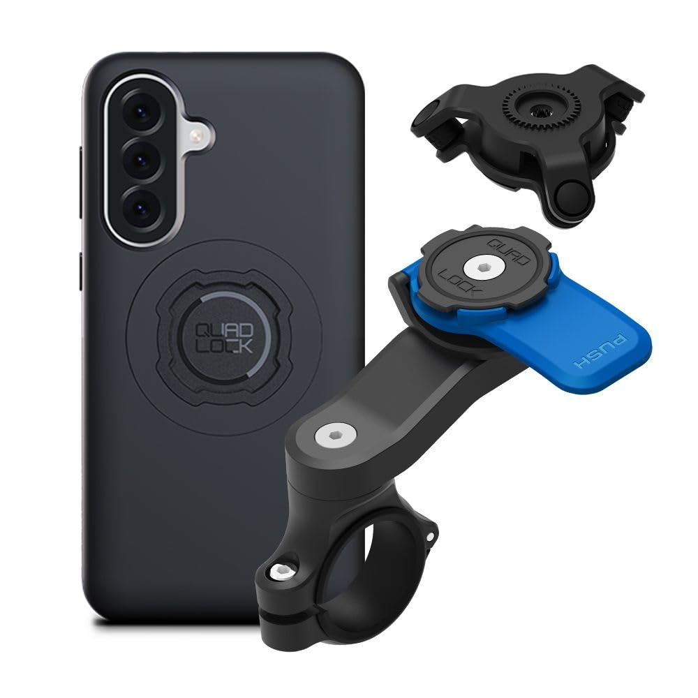 Quad Lock Motorcycle Handlebar Mount Kit with Vibration Dampener and MAG Phone Case for Samsung Galaxy A37