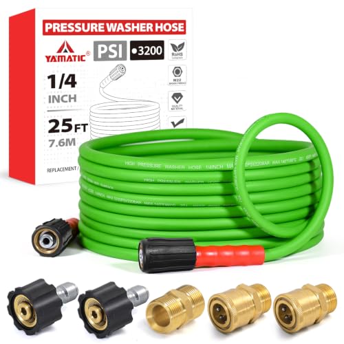 Image of YAMATIC Flexible Pressure Washer Hose 25 FT 1 /4 inch, M22-14mm Females