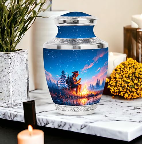 Image of Cowboys Urn Memorial Keepsakes for Ashes 1 Large & 2 Small | Cremation Urns for Adult Men & Women, Funeral Urns for Mom & Dad